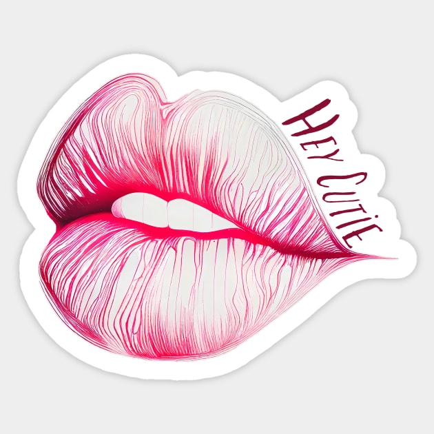 Hey Cutie Lips Sticker by TheJadeCat